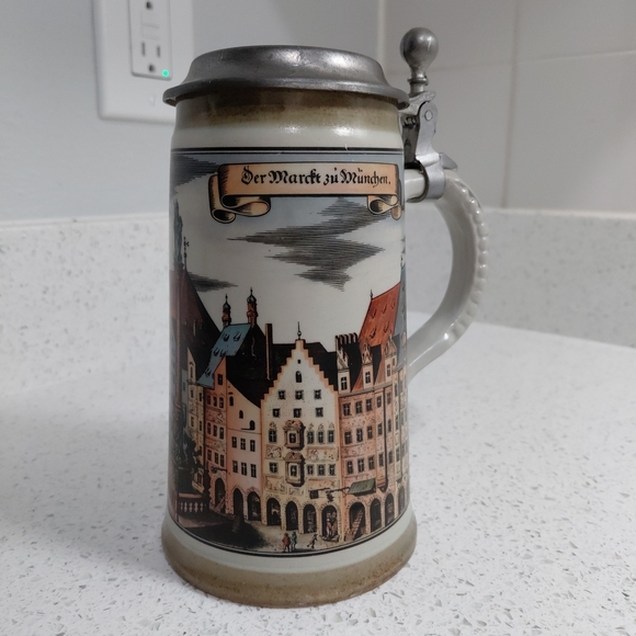 Other - Vintage German Beer Stein with Pewter Lid